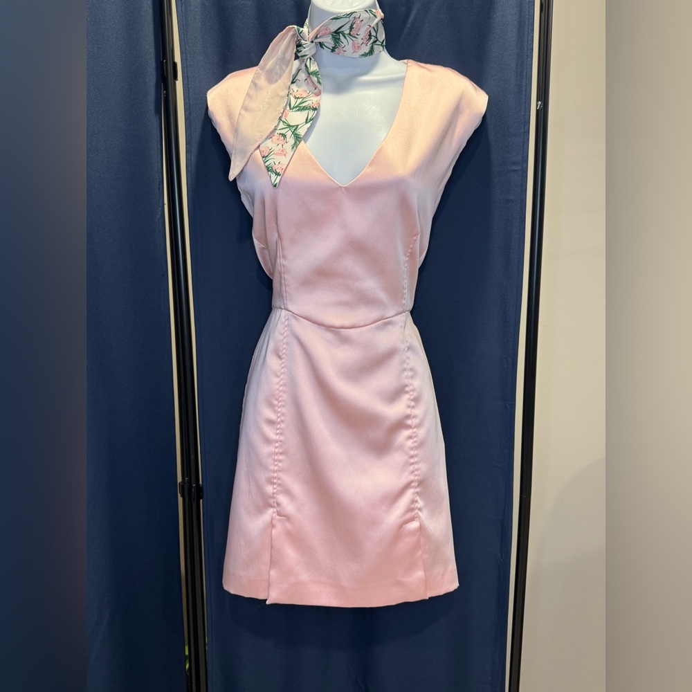 Zara Pink V-neck Sheath Mini Dress
